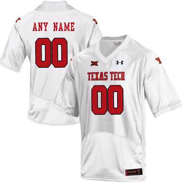 Men%27s Texas Tech White Customized College Football Jersey